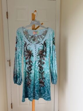 VTG Y2K Butterfly Dropout Ombre Sublimation Peacock Graphic Mini Dress XS S